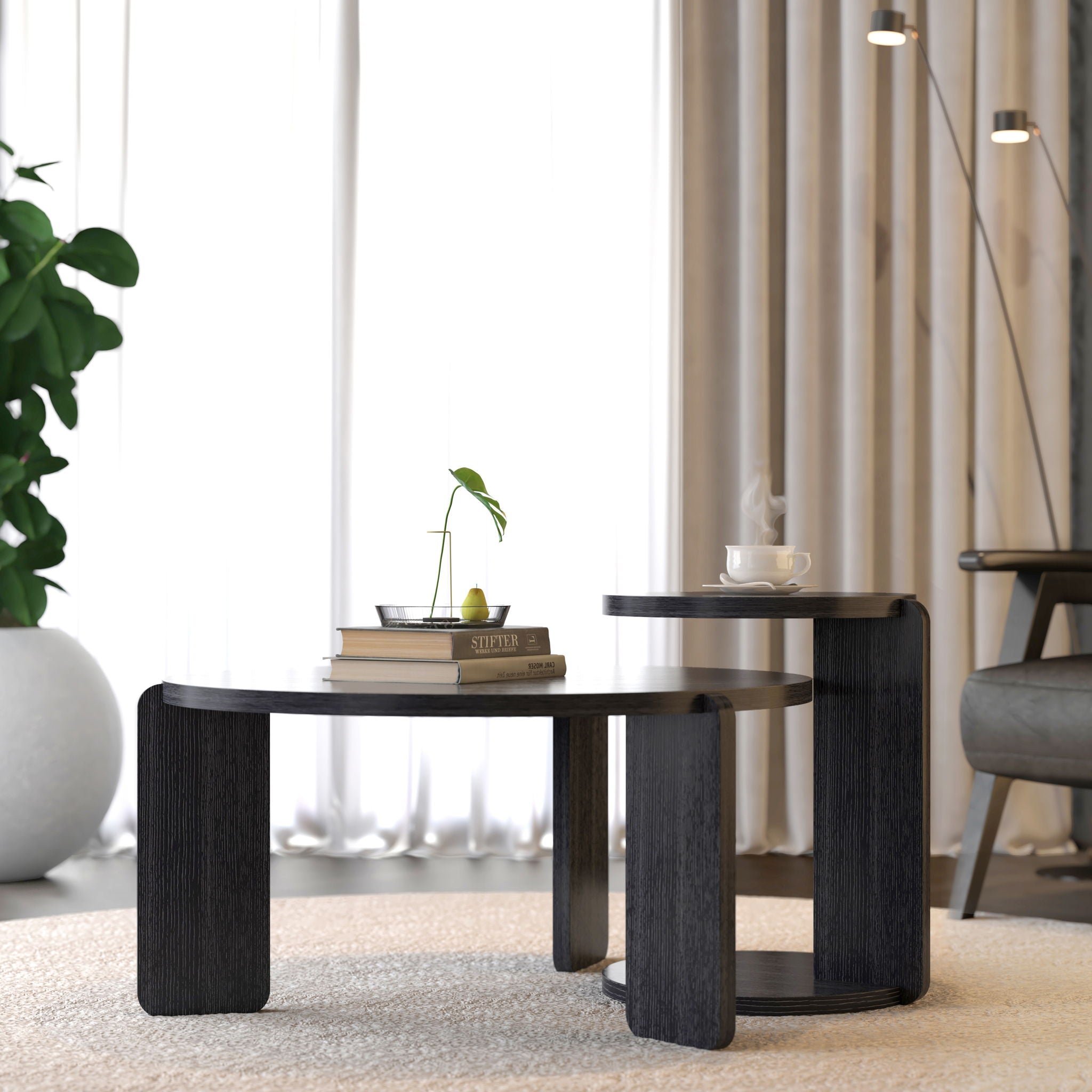Round Coffee & End Table Set