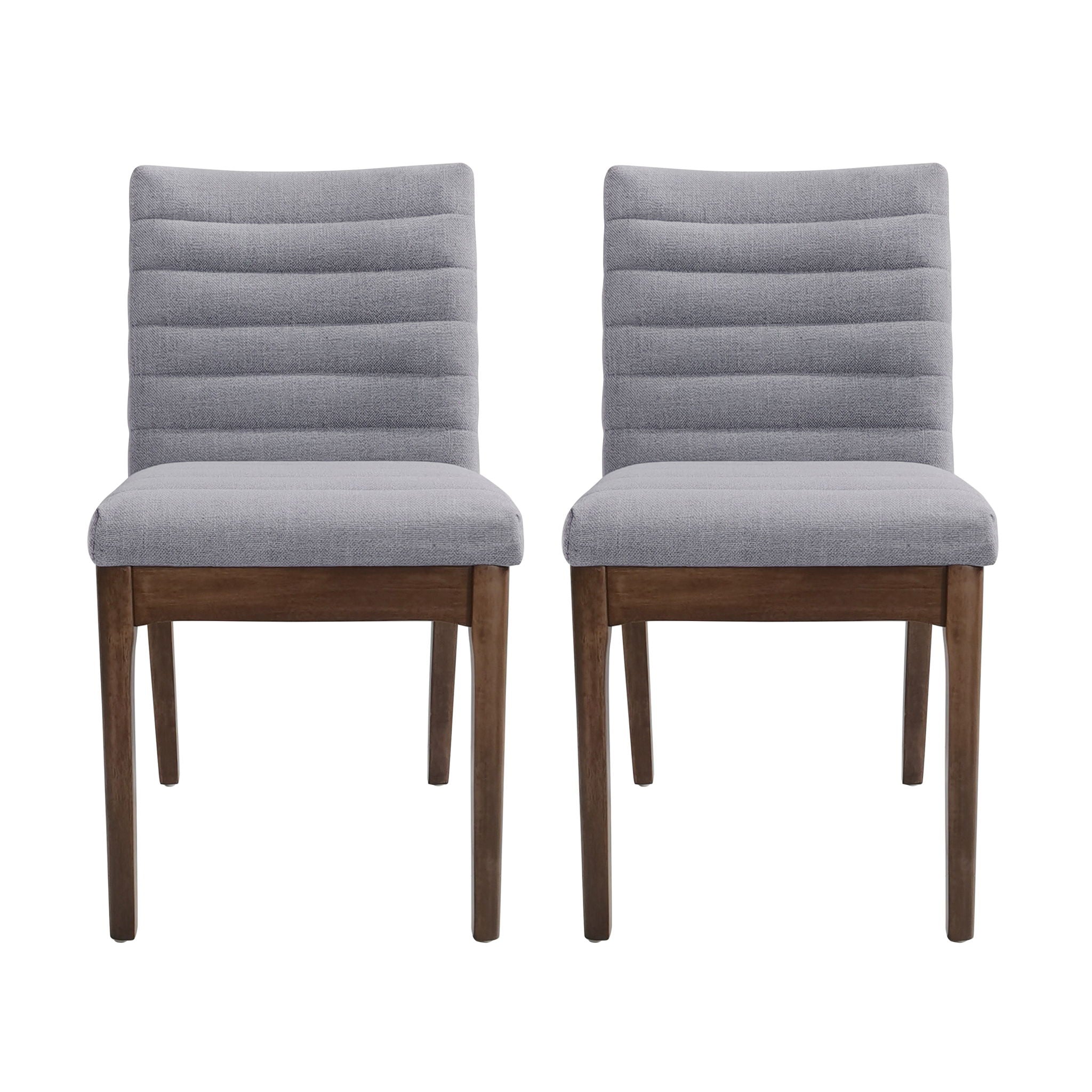 Mid Century Modern Dining Chair (Set of 2) With Channel Stitching - Dark Gray