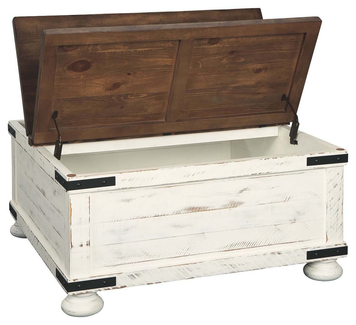 Ashley Furniture Wystfield - White / Brown - Cocktail Table With Storage | Meri Furniture