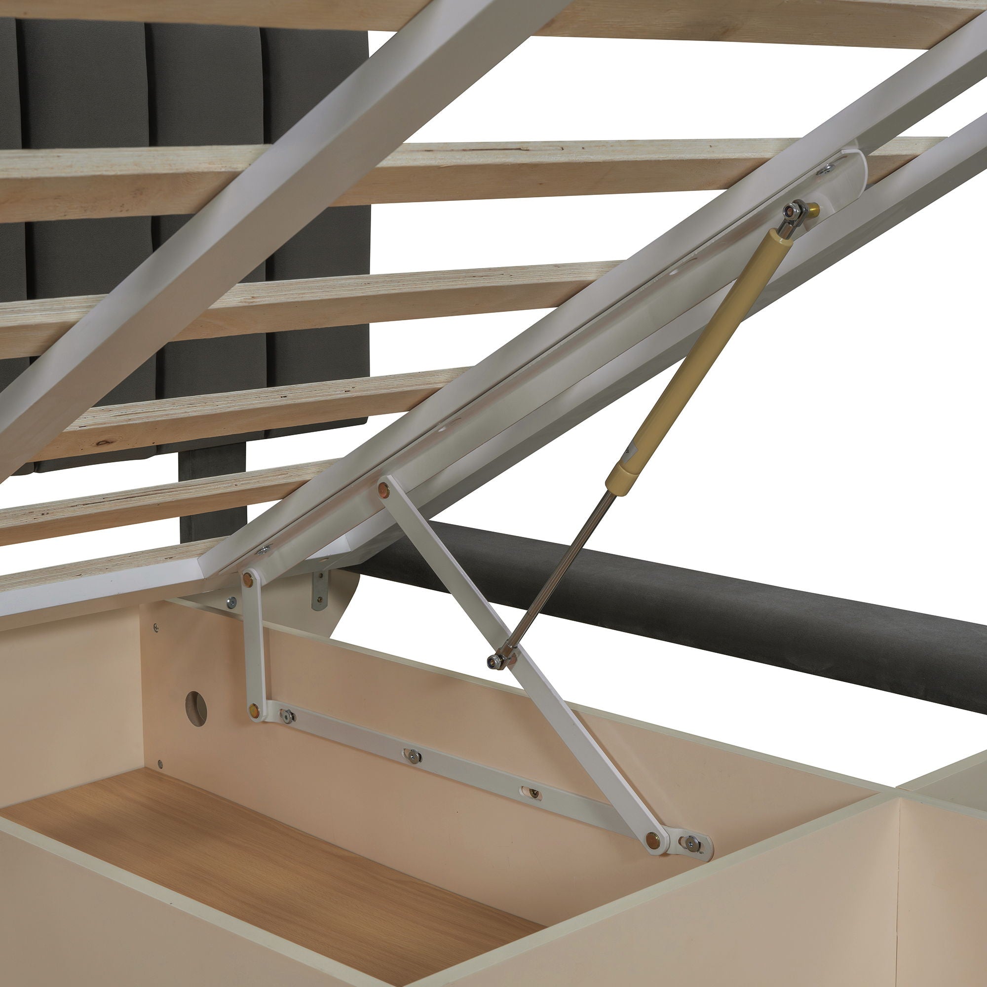 Upholstered Floating Hydrualic Platform Bed With LED Light And USB Port