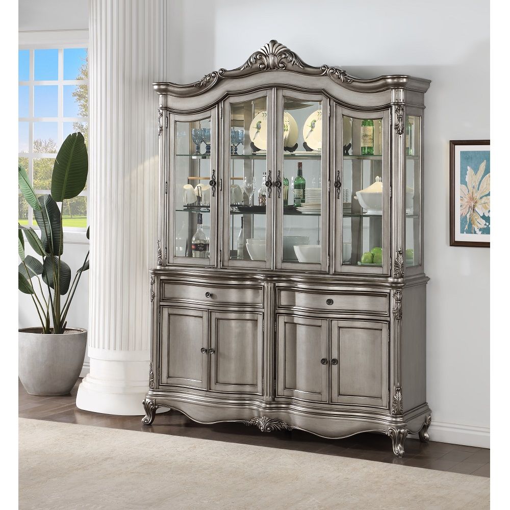 ACME Ariadne - Hutch & Buffet - Antique Platinum | Meri Furniture