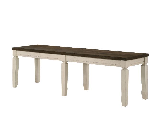 ACME Fedele - Bench - Weathered Oak & Cream Finish | Meri Furniture