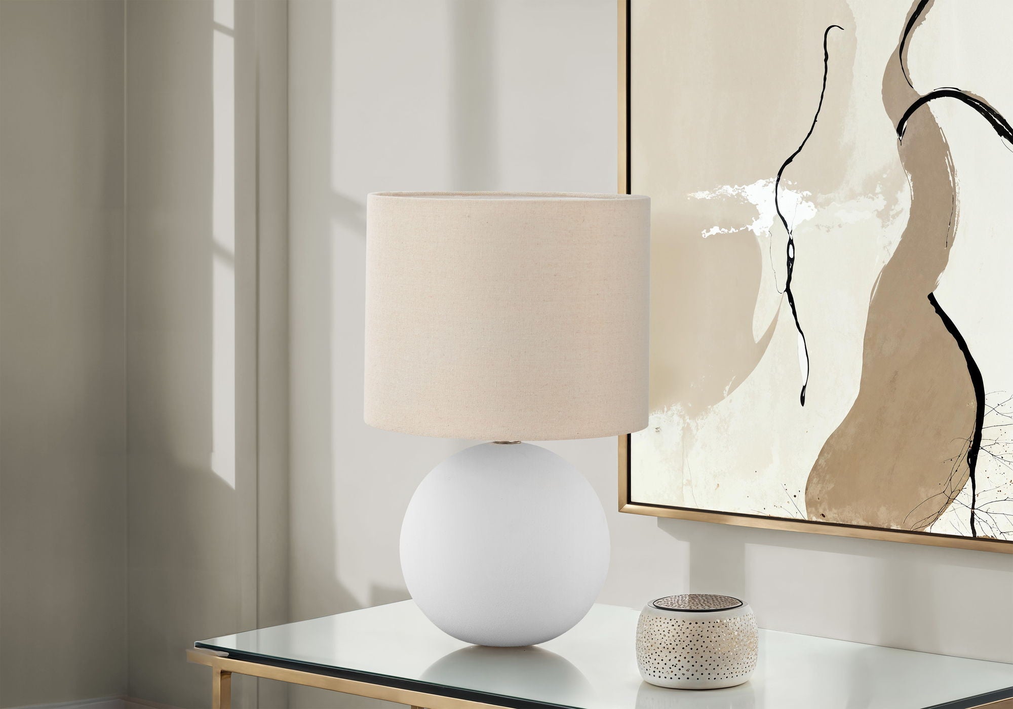 Contemporary Lighting, Table Lamp, Resin, Ceramic - Cream