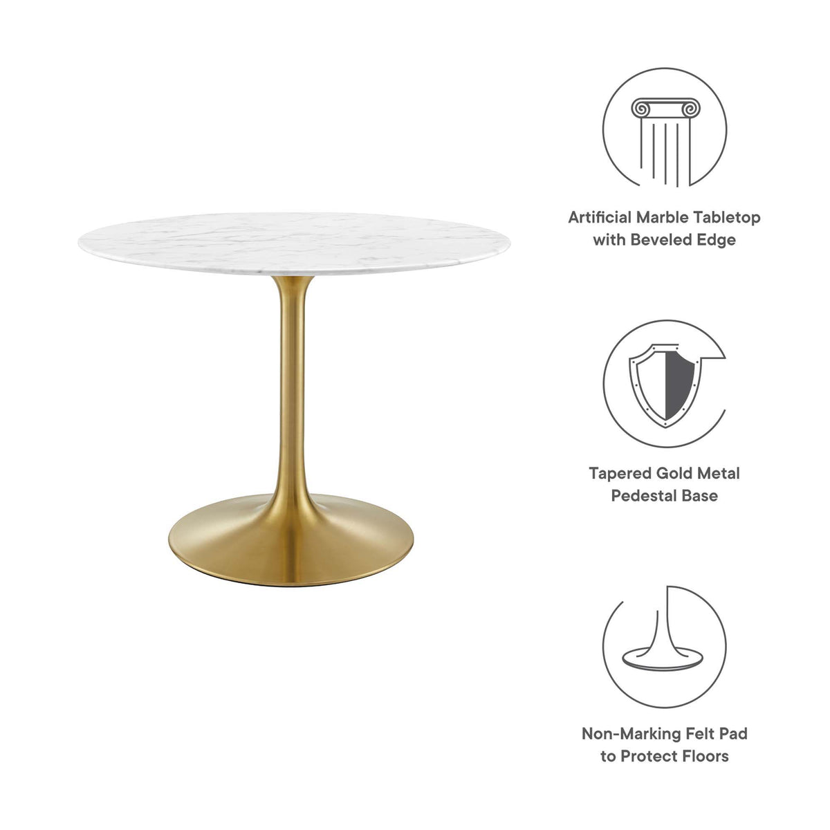 Lippa 40" Round Faux Marble Dining Table by Modway