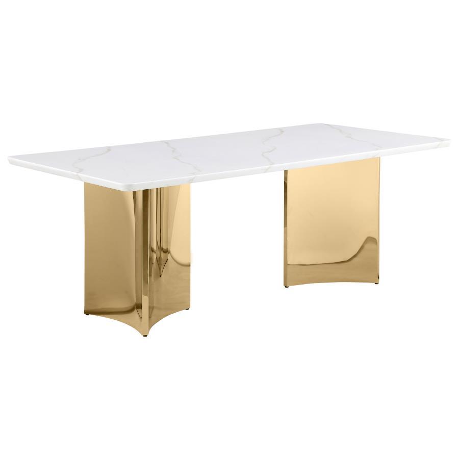Coaster Fine Furniture Telvin - Rectangular Marble Top Dining Table White - White Marble | Meri Furniture