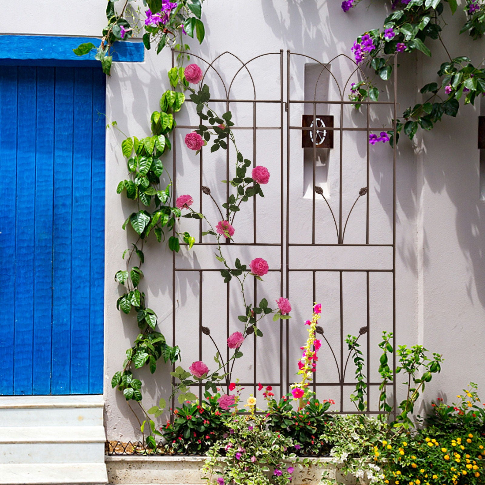 Metal Garden Trellis Rustproof For Climbing Plants Outdoor Flower Support