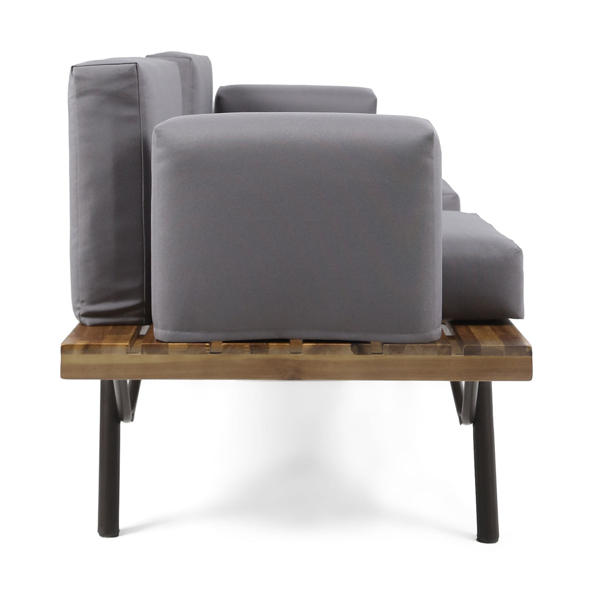 Outdoor Sofa With Cushions And Iron Legs - Natural / Gray