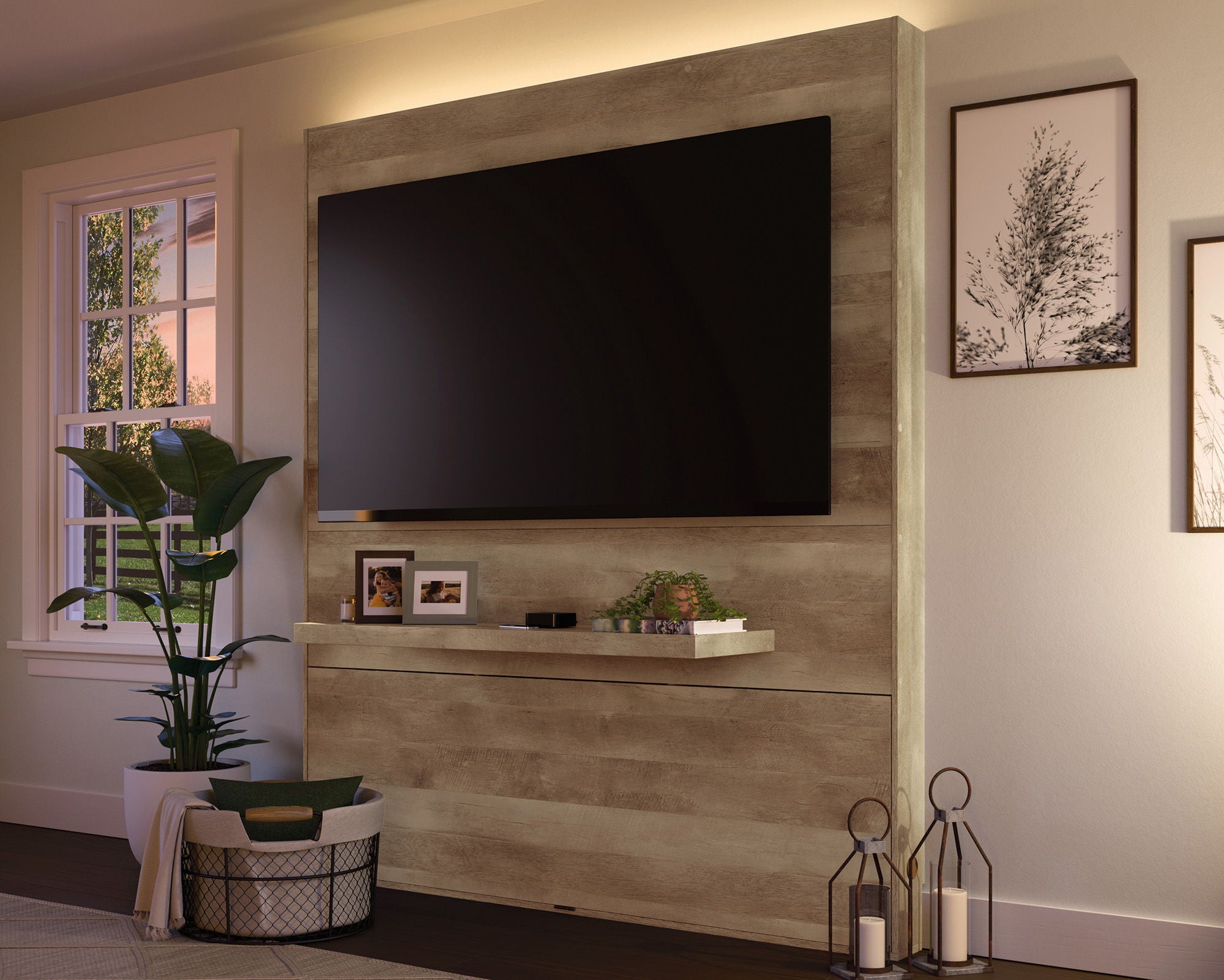 Entertainment Wall In Lintel Oak