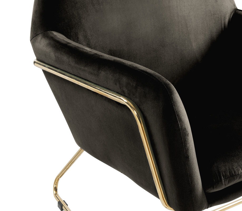Keira 29.5"W Black Velvet Accent Chair with Metal Base