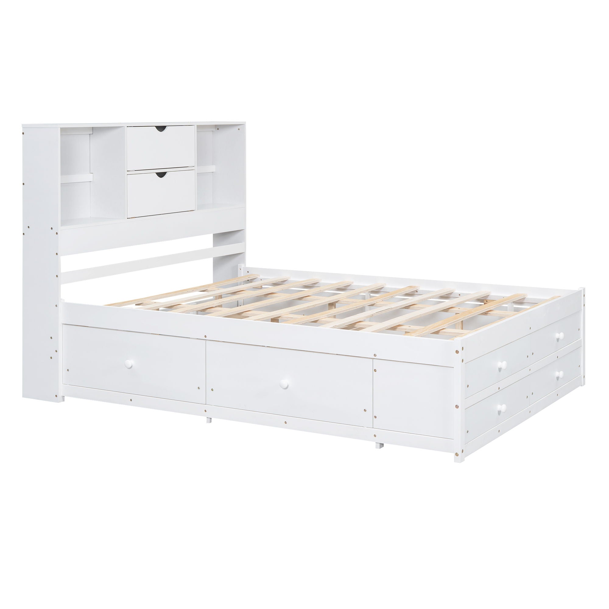 Platform Bed With Storage Headboard And 8 Drawers