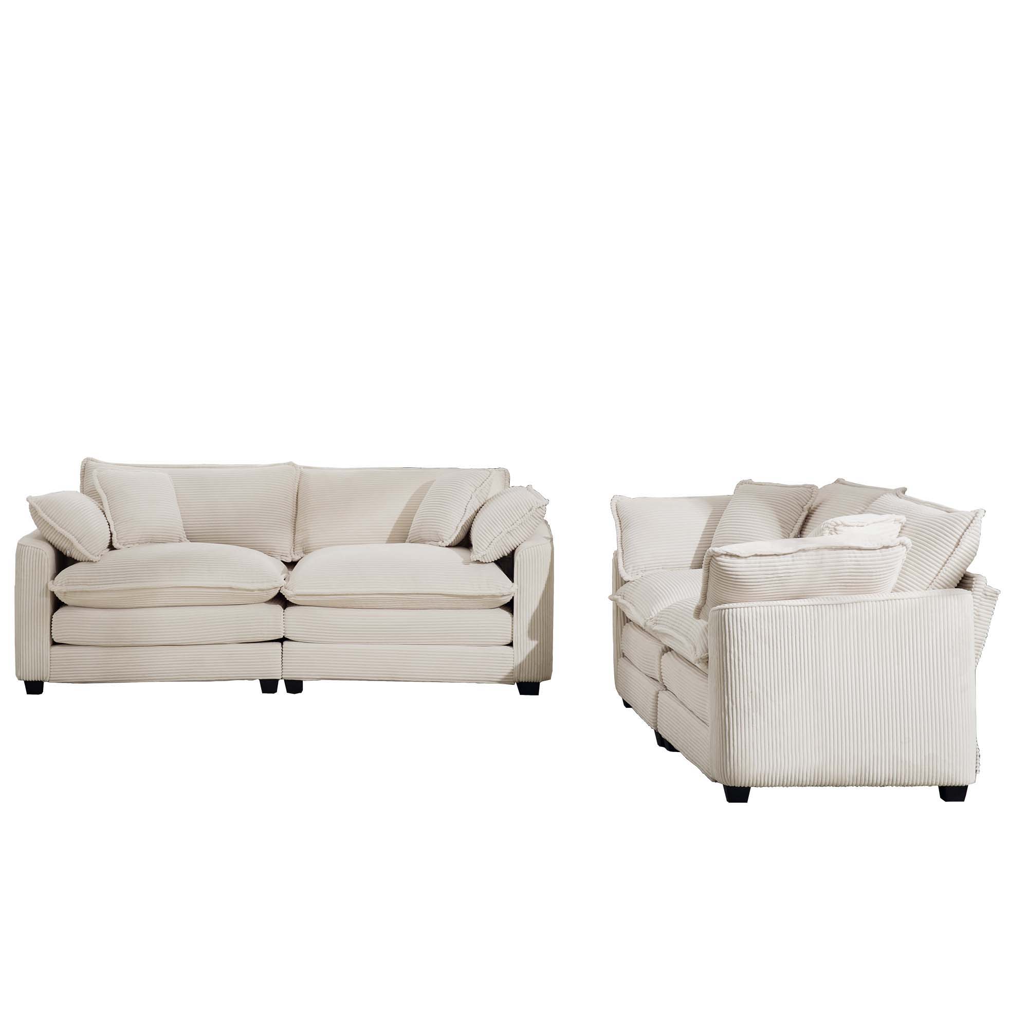 Elegant Corduroy Oversized Sectional Sofa Set With Deep Seats And Flexible Layout
