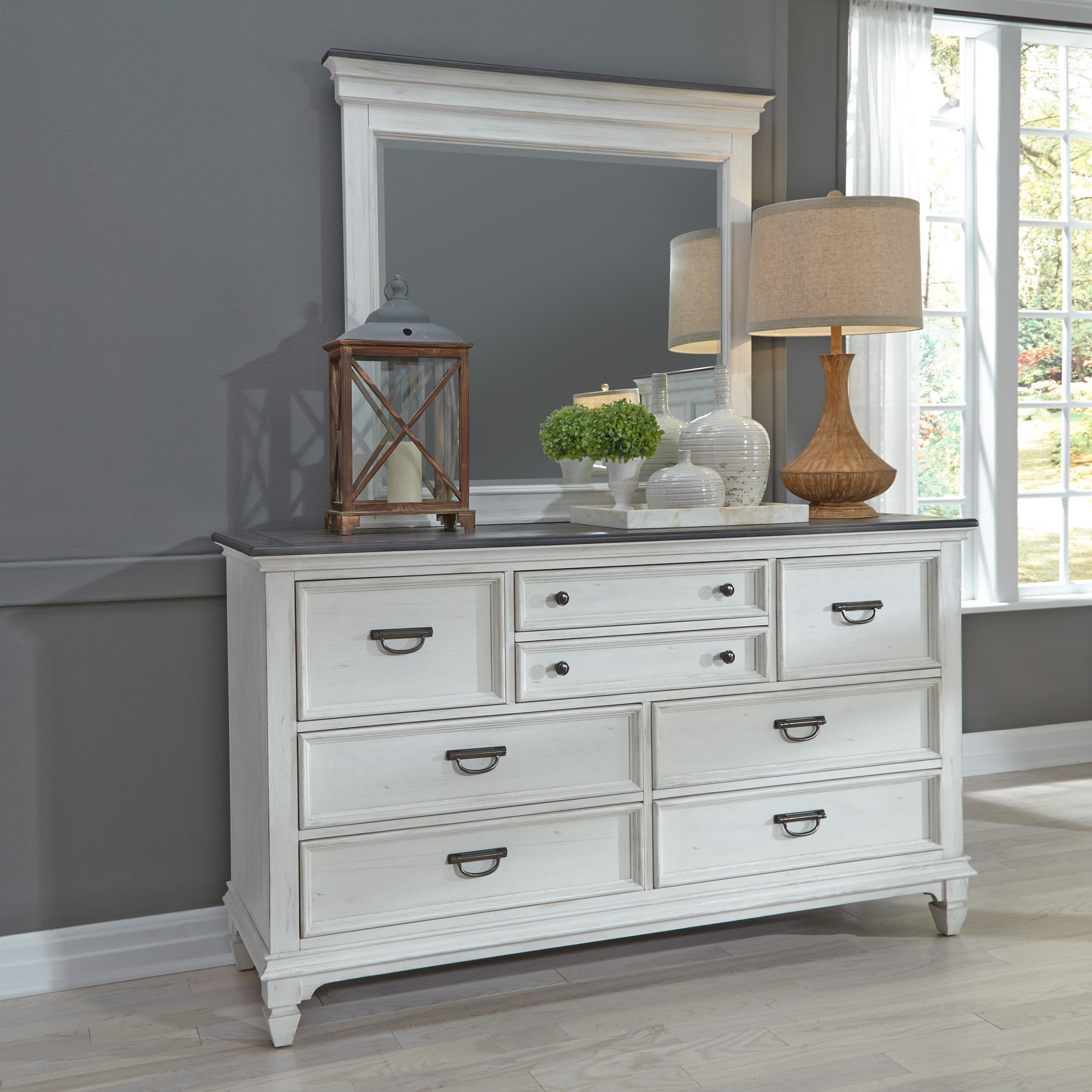 Liberty Furniture Allyson Park - Dresser & Mirror | Meri Furniture