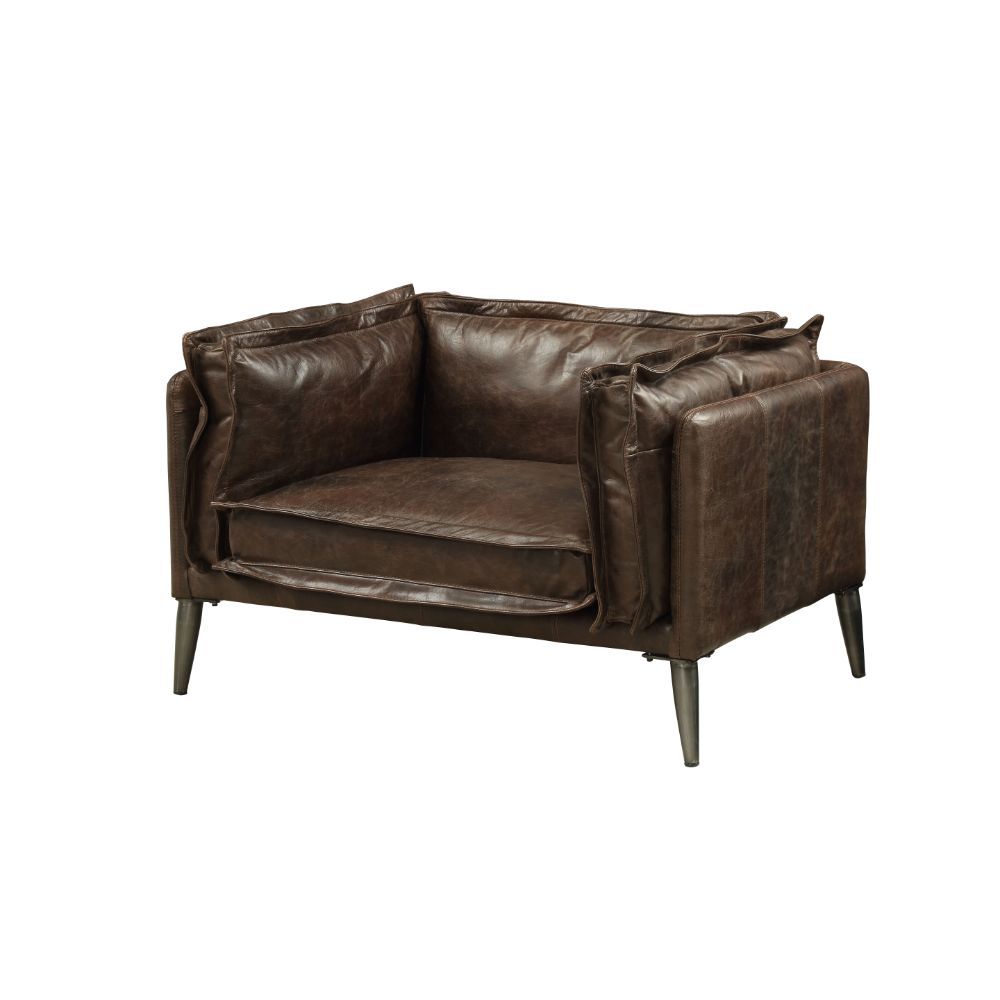 ACME Porchester - Chair - Distress Chocolate Top Grain Leather | Meri Furniture