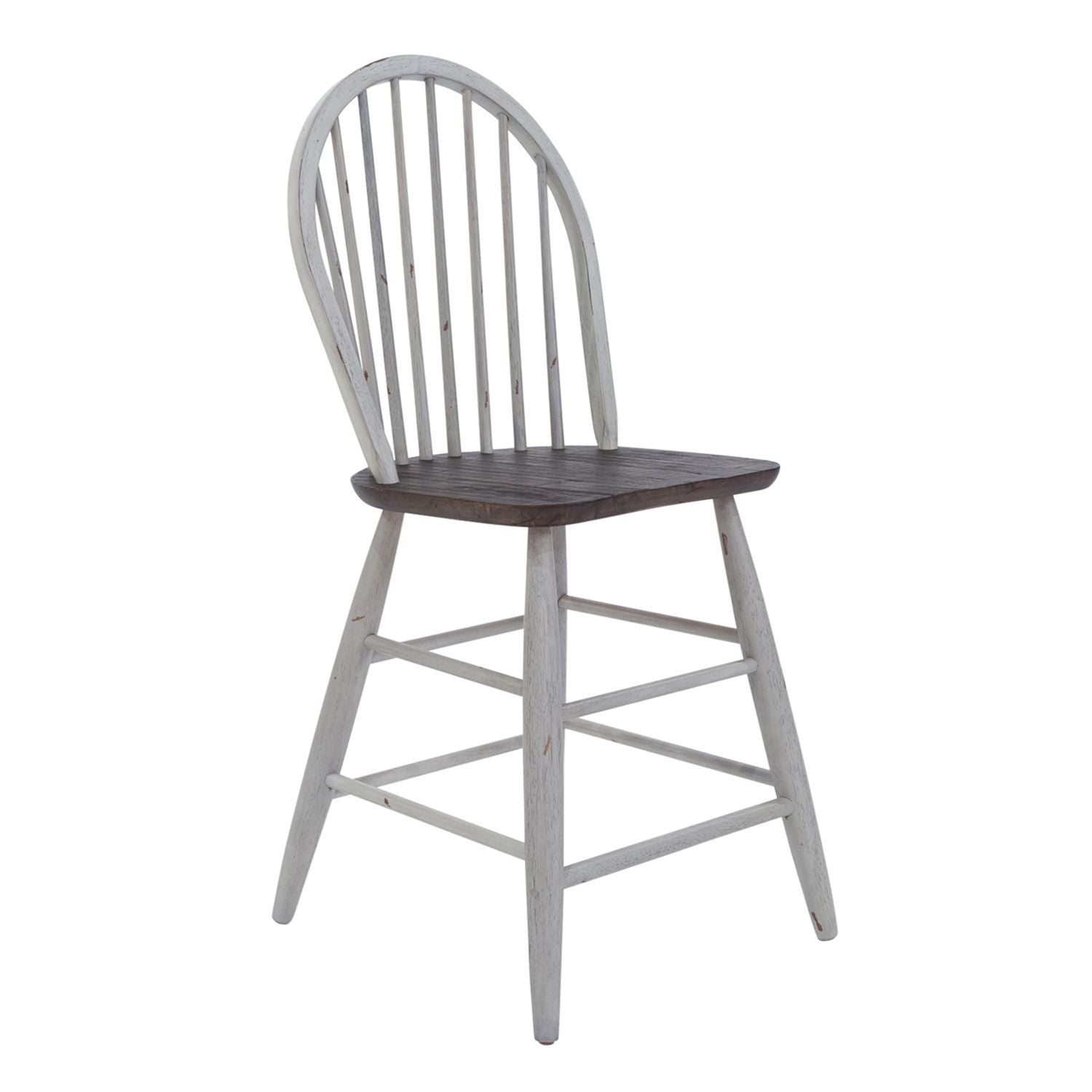Farmhouse - 5 Piece Gathering Table Set - Two Tone White / Wood Tone