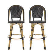 Outdoor Rattan And Aluminum French Barstools (Set of 2)