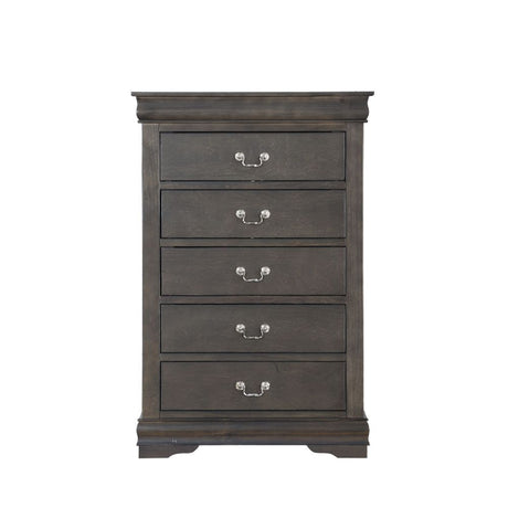 Bring casual elegance into your home with the Louis Phillipe chest. This chest is a piece that offers any bedroom a sophisticated look.