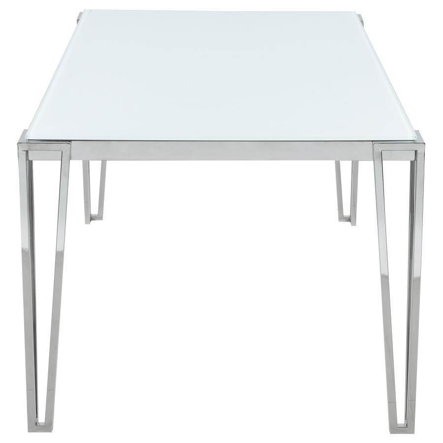 Coaster Fine Furniture Pauline - Rectangular Glass Top Dining Table - Chrome | Meri Furniture