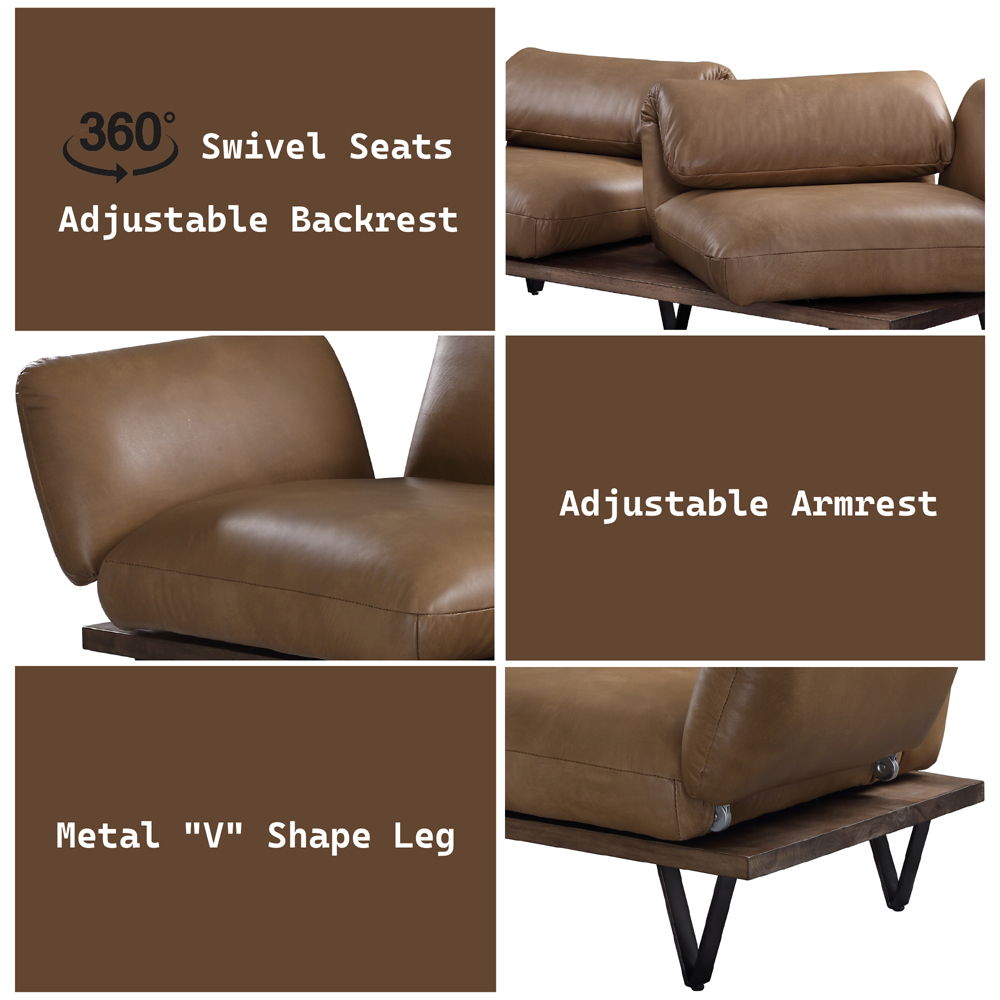 Narech - Sofa With Swivel - Nutmeg Top Grain Leather