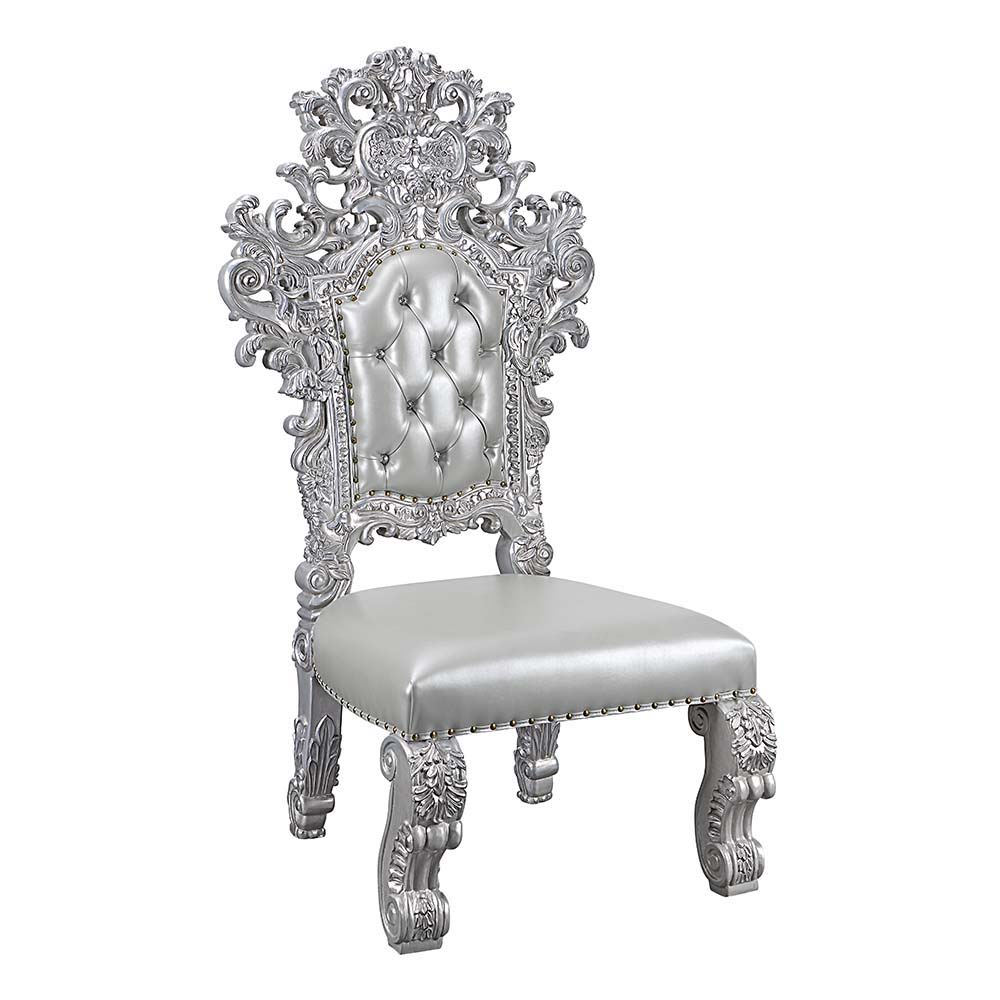 Valkyrie - Side Chair Set of 2) - Synthetic Leather & Antique Platinum