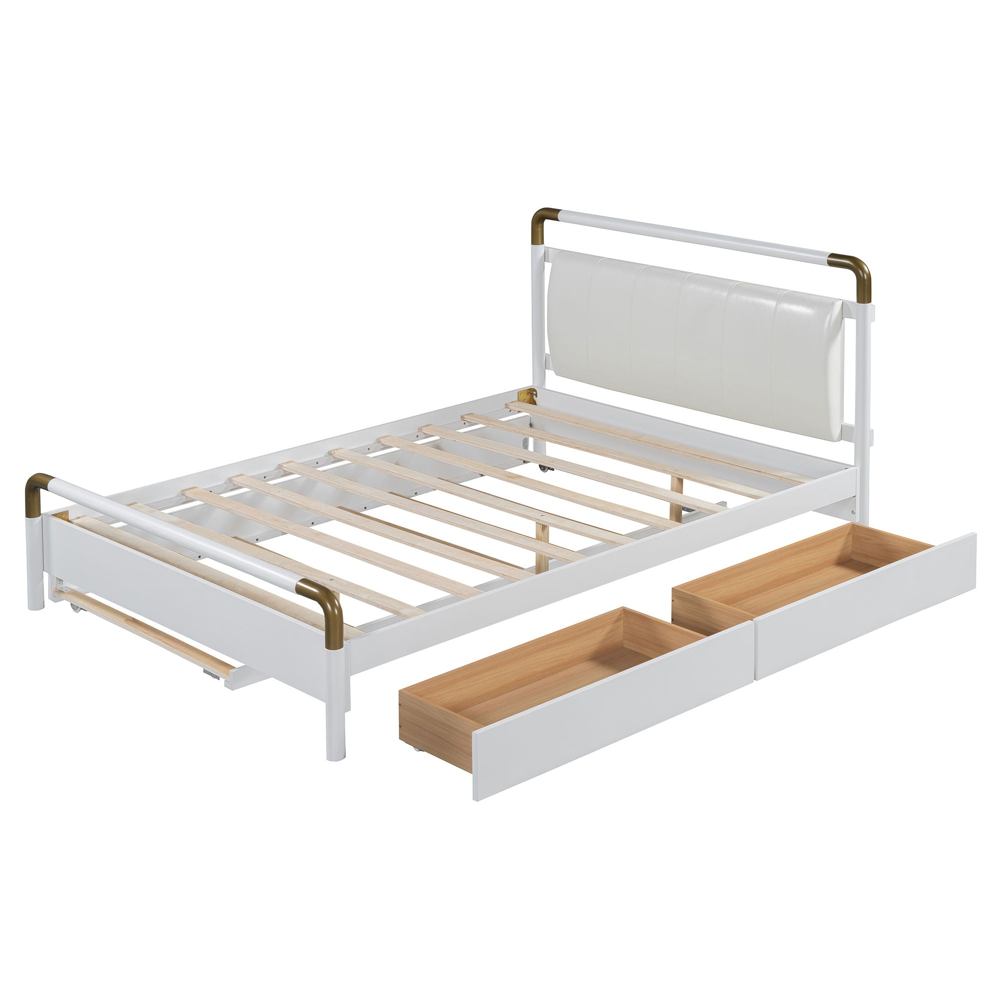 Storage Platform Bed, With 2 Big Drawers, Trundle