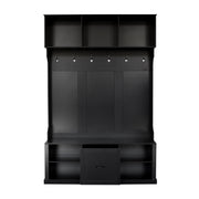 Hall Tree With 6 Hooks, Coat Hanger, Entryway Bench