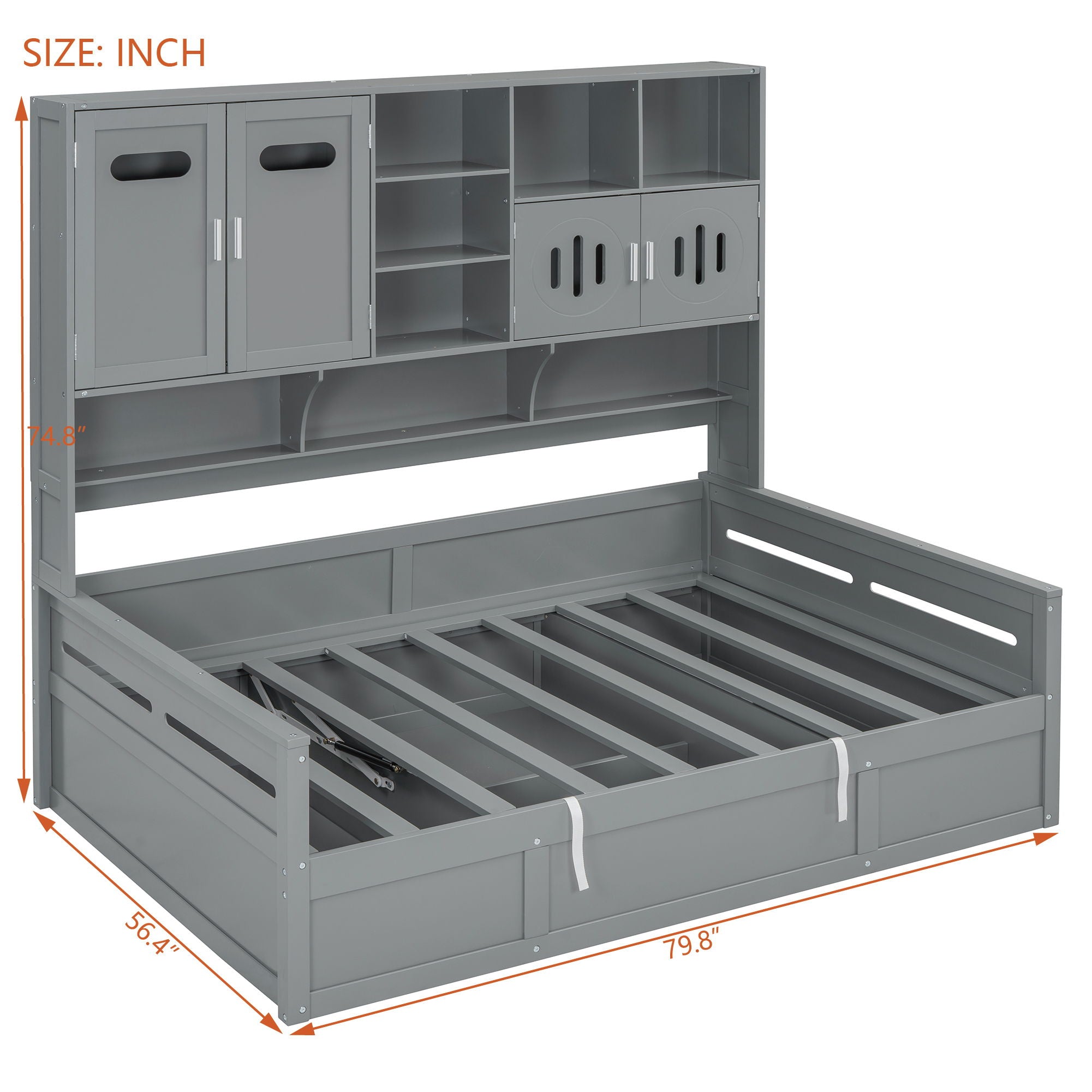 Daybed With All-In-One Cabinet And Shelf