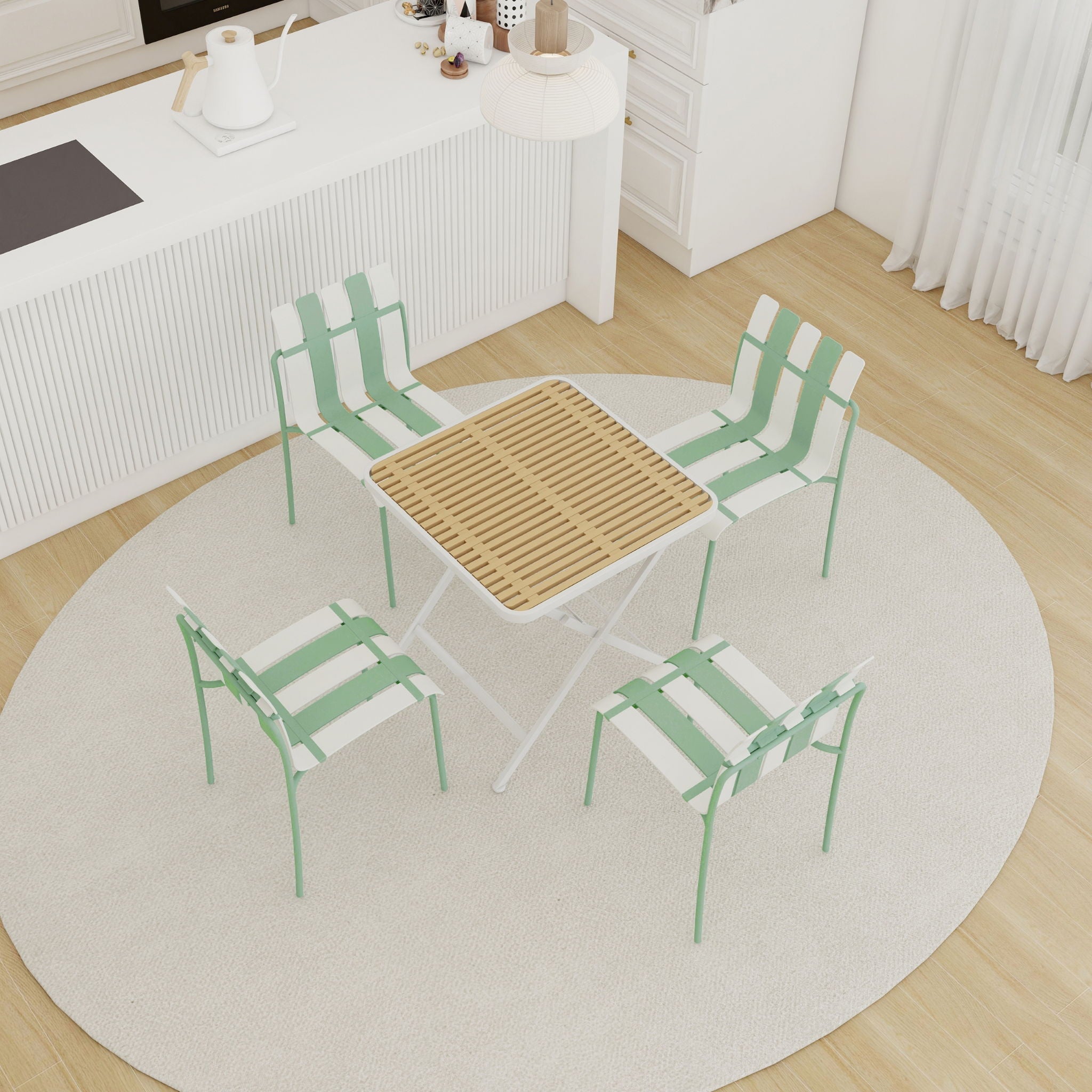4 Piece Set Of Modern Color Block Designed Single Chairs