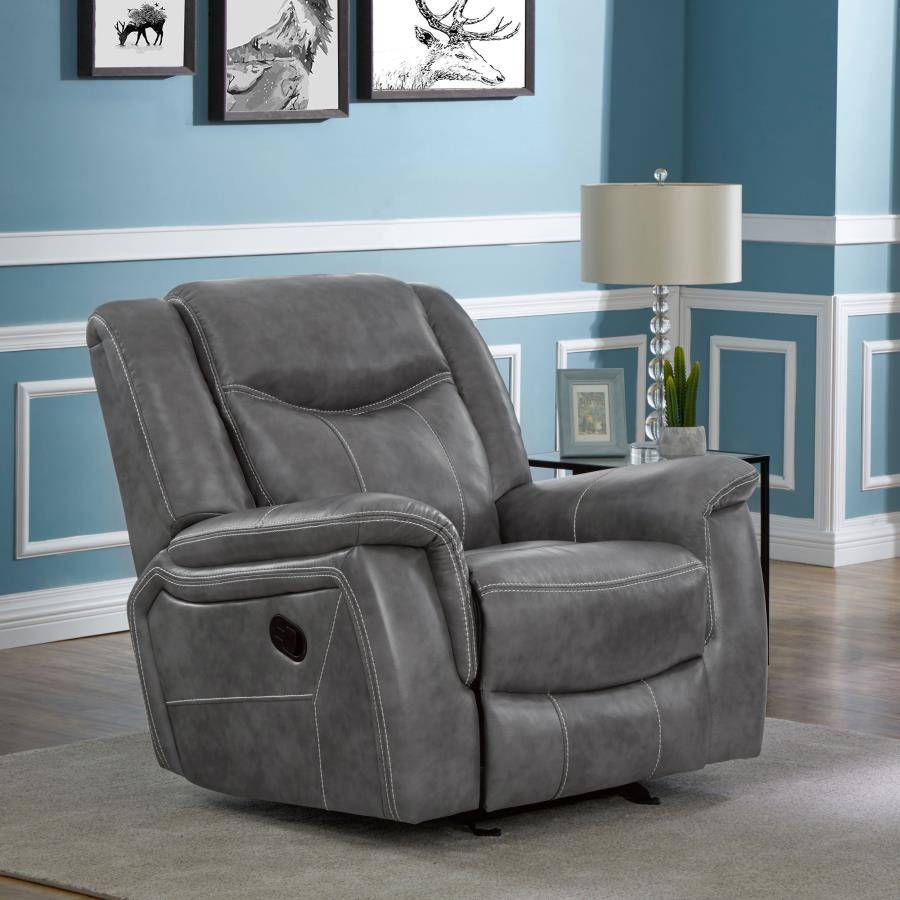 Coaster Fine Furniture Conrad - Upholstered Padded Arm Glider Recliner - Gray | Meri Furniture