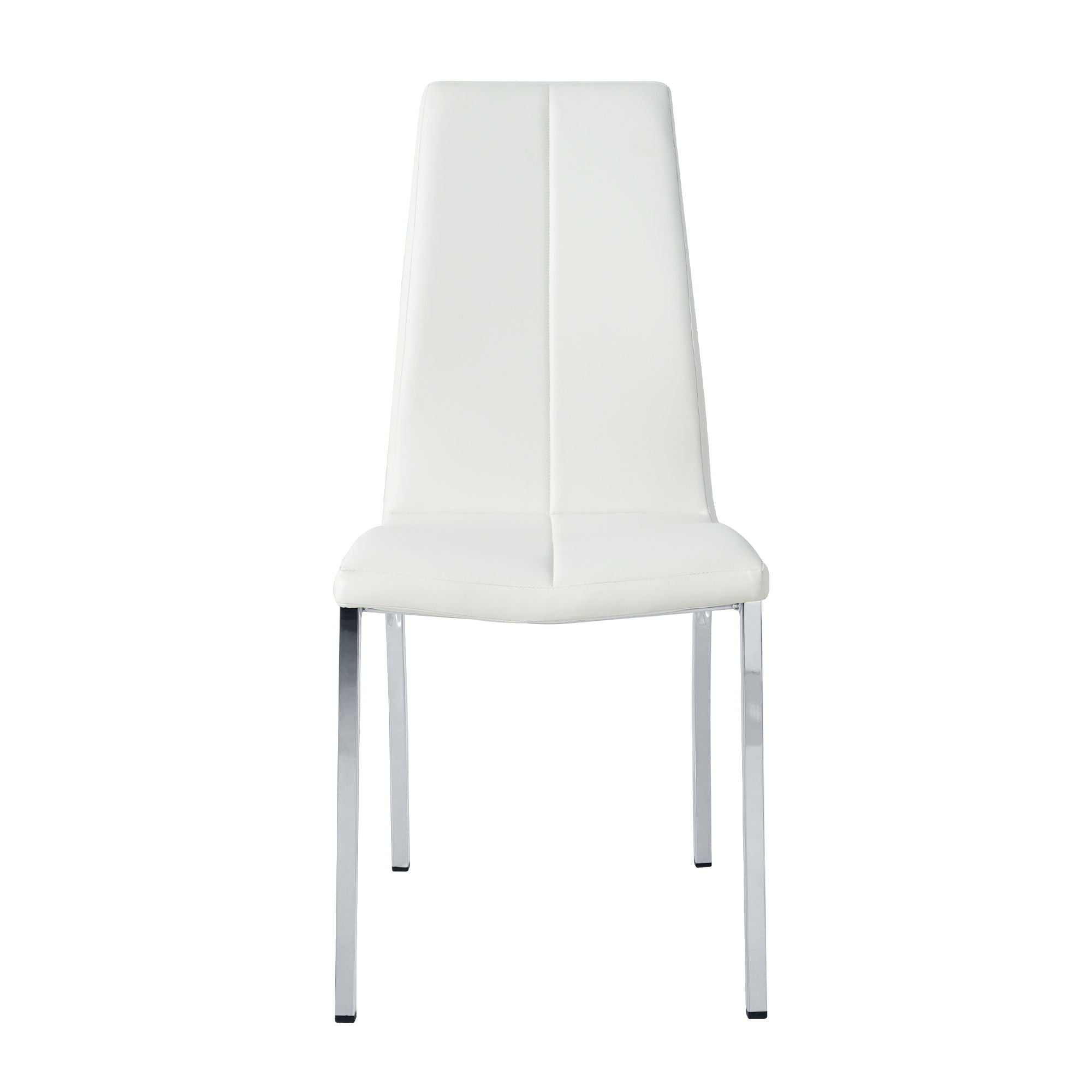 Modern Upholstered Dining Chair (Set of 4) With Electroplated Metal Legs - White