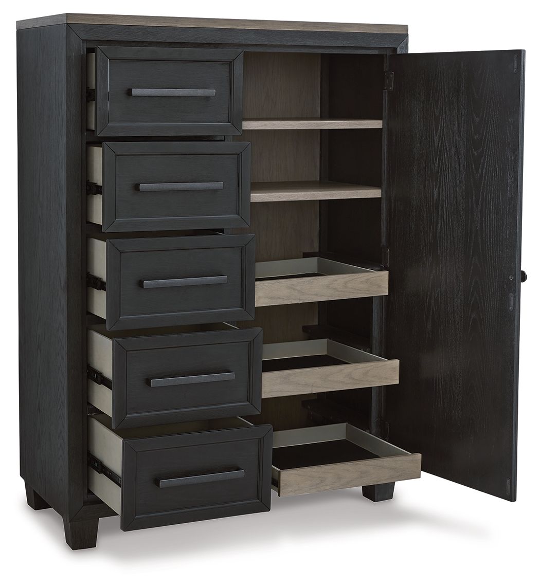 Signature Design by Ashley® Foyland - Black / Brown - Door Chest | Meri Furniture