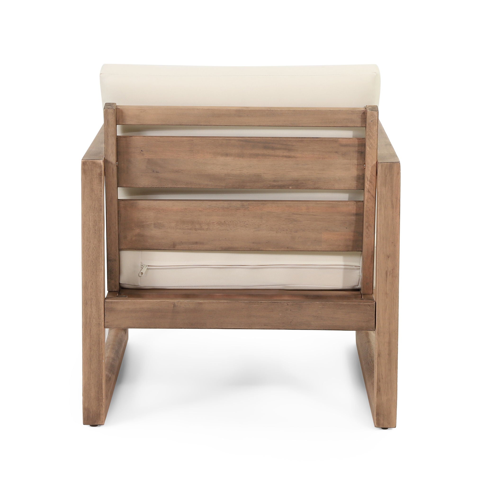 4 Pieces Acacia Wood Patio Furniture Set, Outdoor Furniture With Coffee Table, Patio Conversation Set Deep Seating With Soft Cushion, Porch Chairs For Backyard Porch Balcony - Brown Wash / Beige