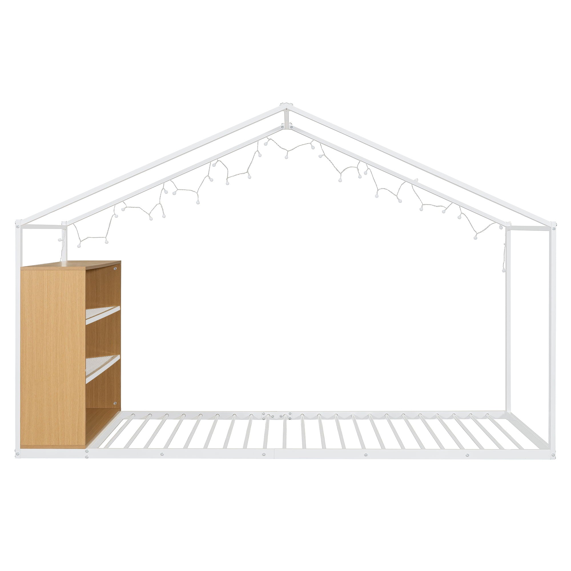 Bed House Frame With Shelves And Lights