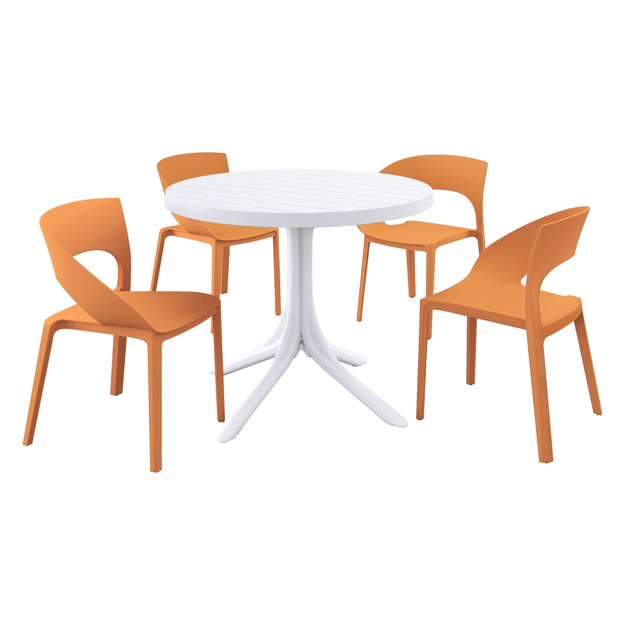 4 Piece Set Of Modern Designed Single Chairs With Round Table