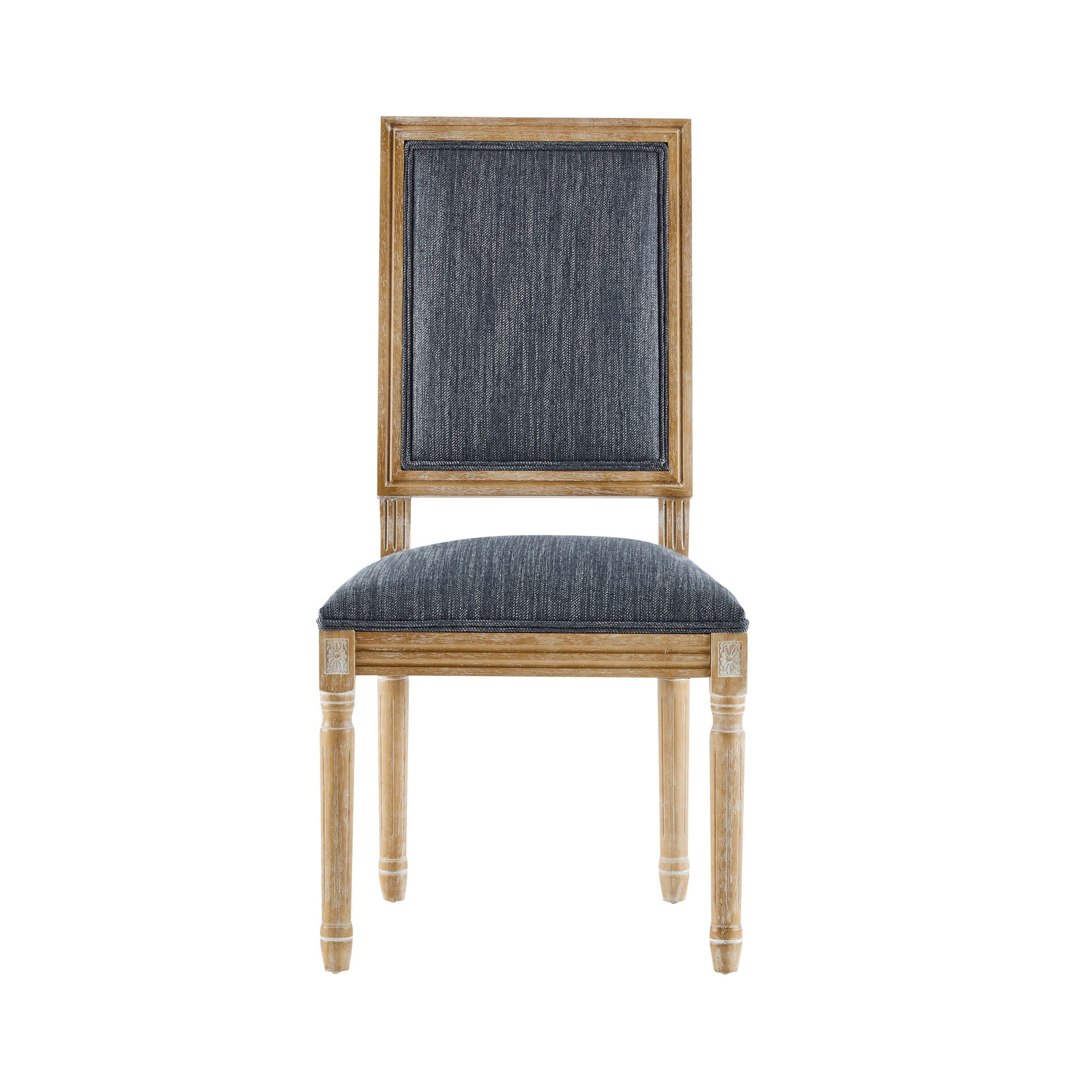 French Country Style Dining Chair With Upholstered Seating And Fluted Legs
