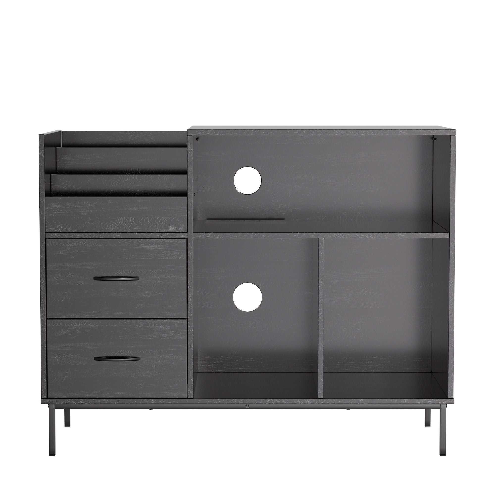 Grain Record Player Stand, Media Console With Speaker Shelf & 2 Drawers