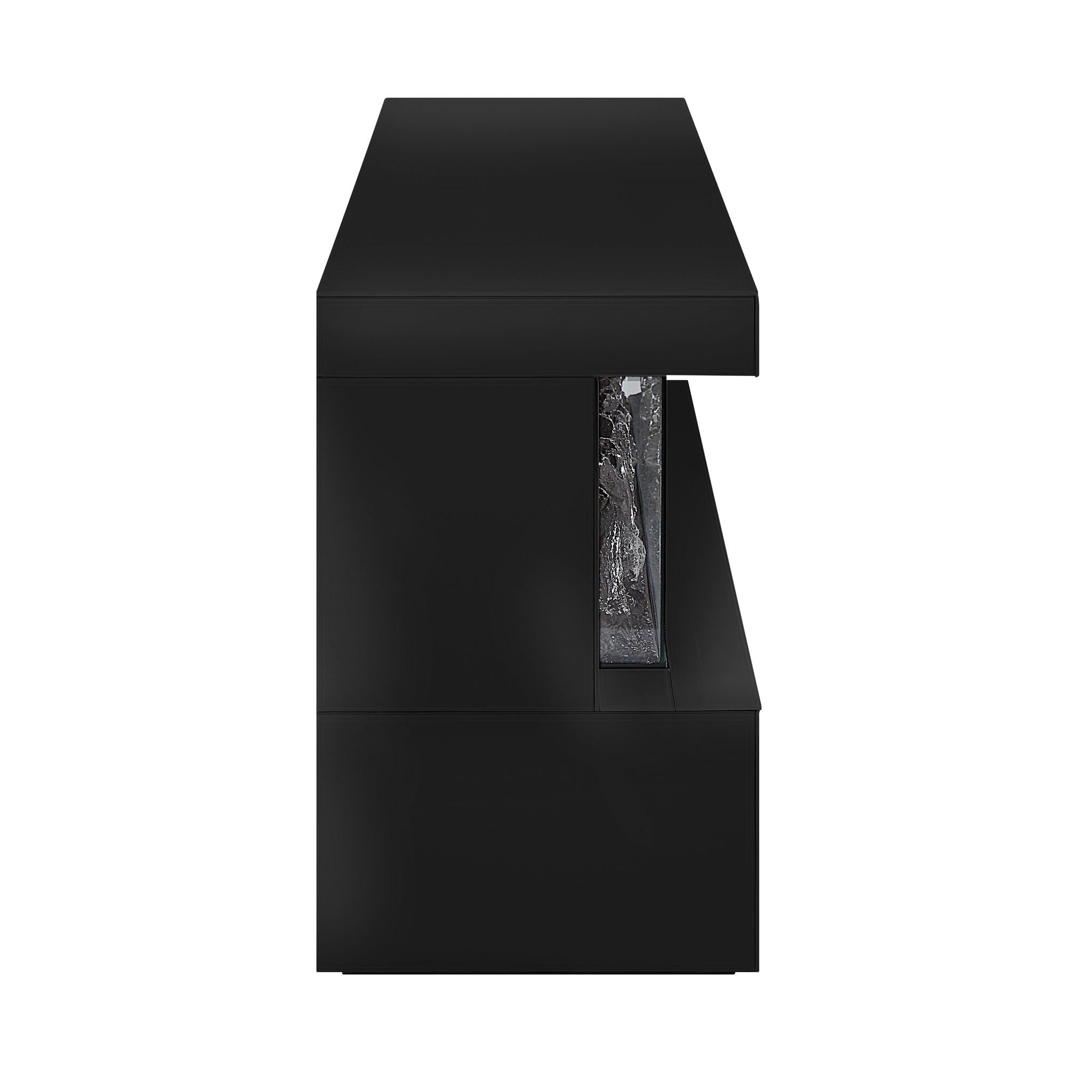 Dorian 71"W Black Finish TV Stand with Fireplace and Speaker