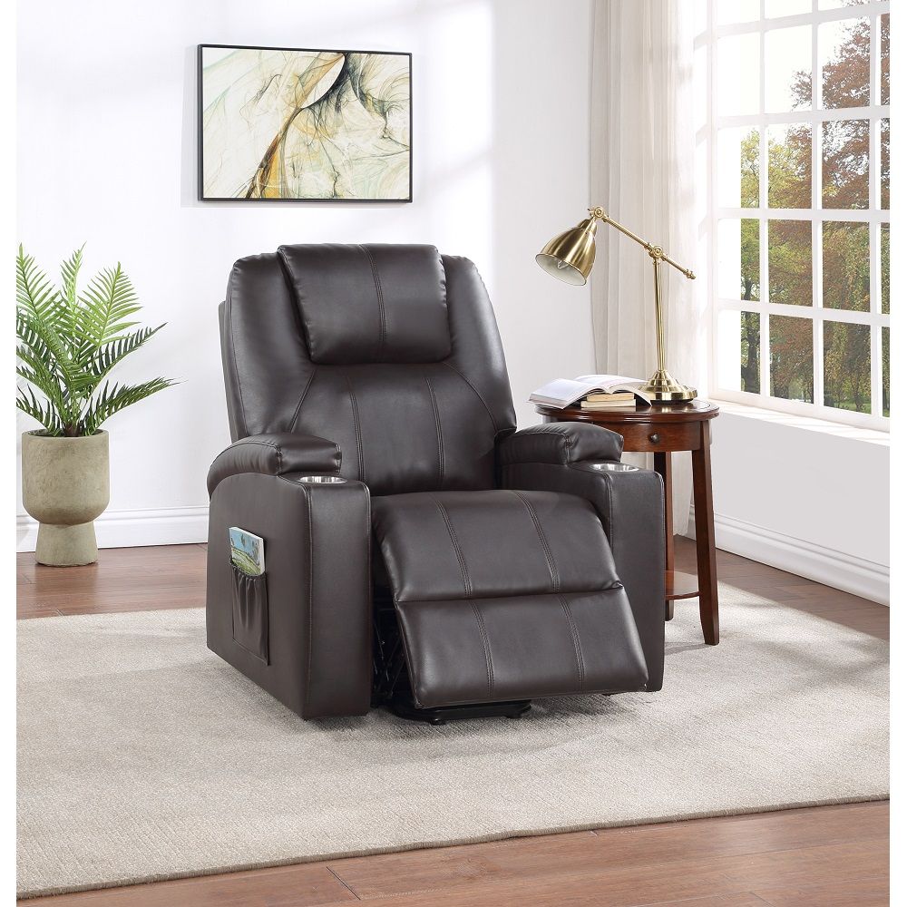 ACME Seat Construction: Pocket Coil Tight Seat & Back Cushion Power Lift 2 Cup Holders Included Cushion Thickness: 6" | Meri Furniture