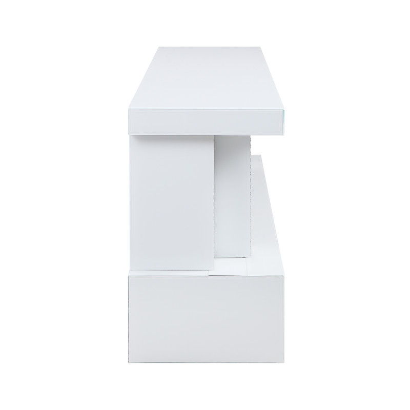 Spencer 71"W White Finish TV Stand with Fireplace and Speaker