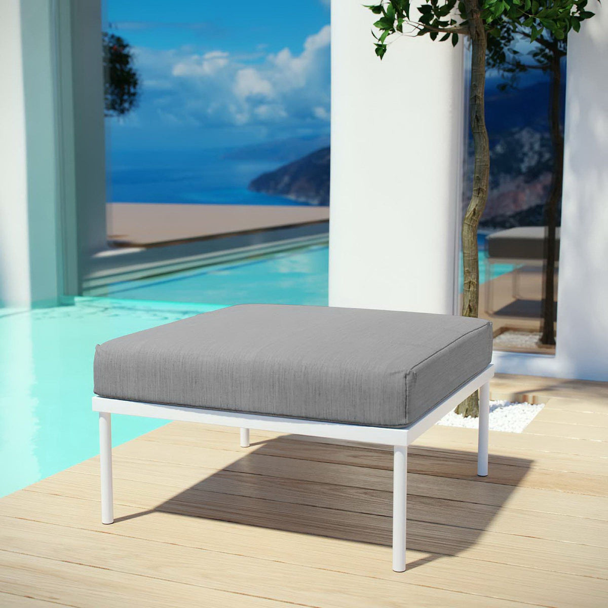 Harmony Outdoor Patio Aluminum Ottoman by Modway