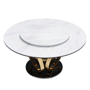 Round Dining Table With 360° Smooth Lazy Susan Stain / Heat - Gold / Black / White