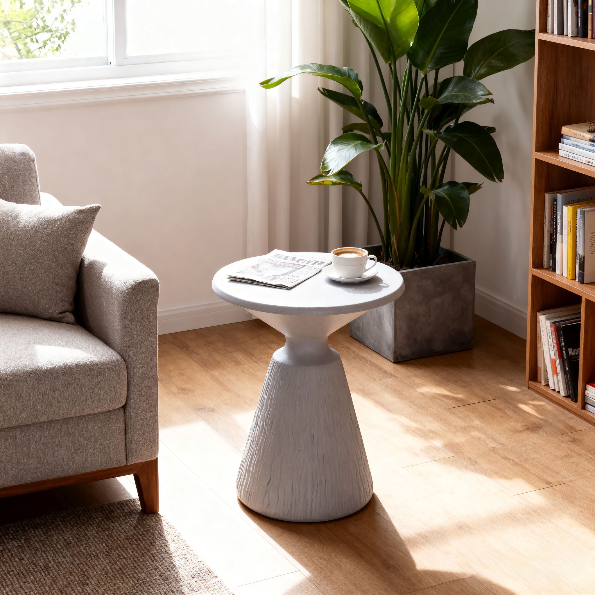 Outdoor End Table, Round Garden Stool - Aqua Gray