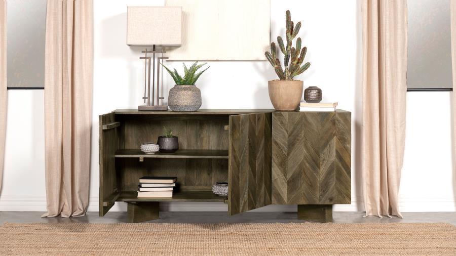 Coaster Fine Furniture Tyler - 3 Door Solid Wood Sideboard Buffet Cabinet - Mango Brown | Meri Furniture