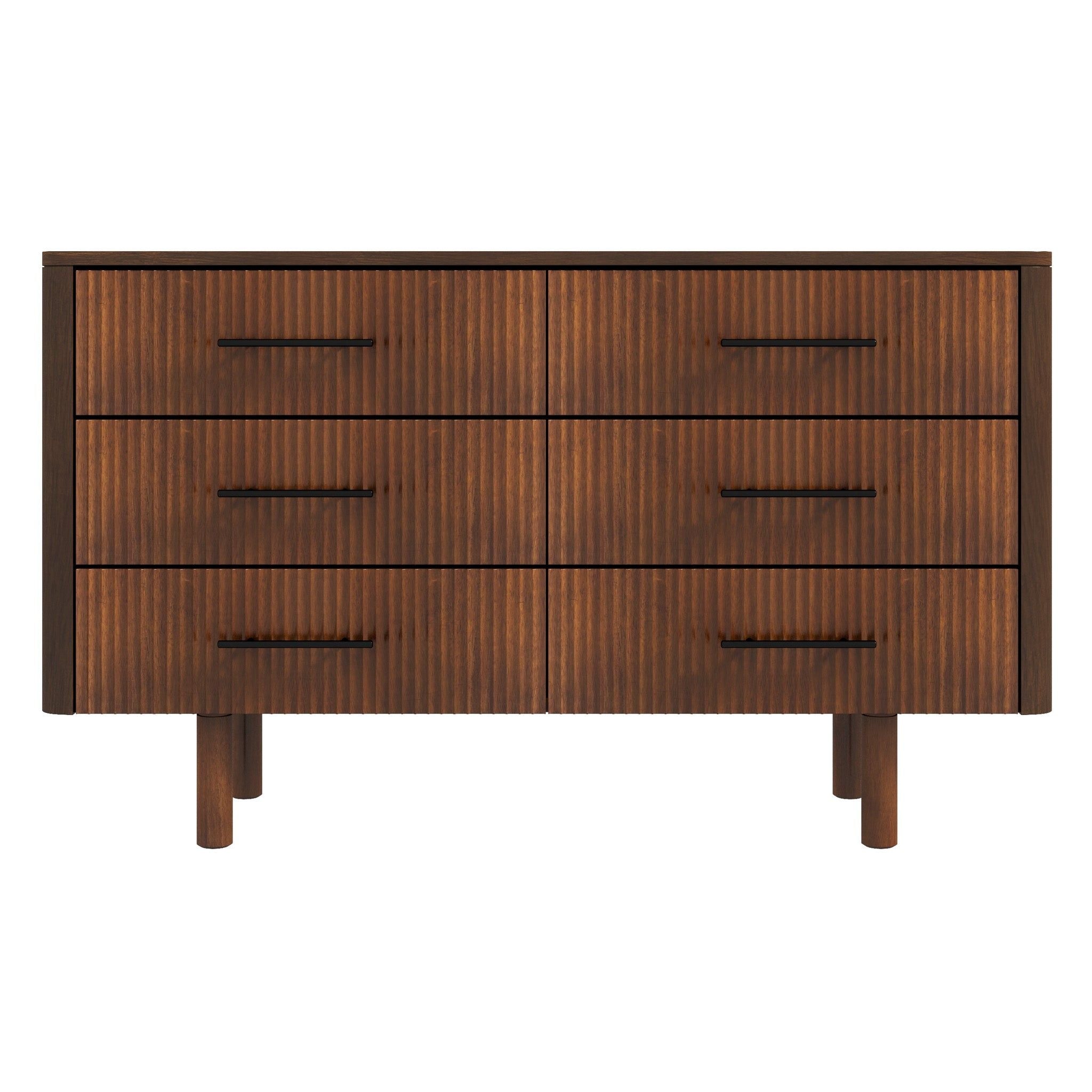 Logan - Mid-Century Modern Dresser With 6 Drawers - Brown
