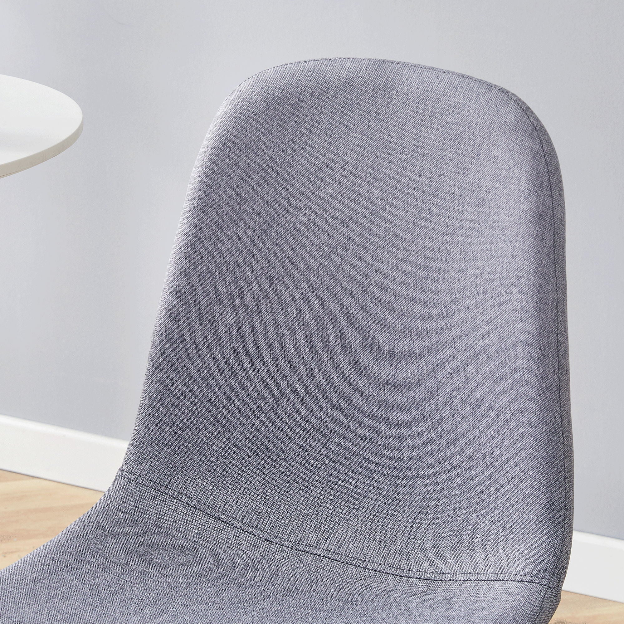 Luxury Simple Chair Linen Cotton High Resilience Dining Chair With Black Metal Legs (Set of 4) - Light Gray