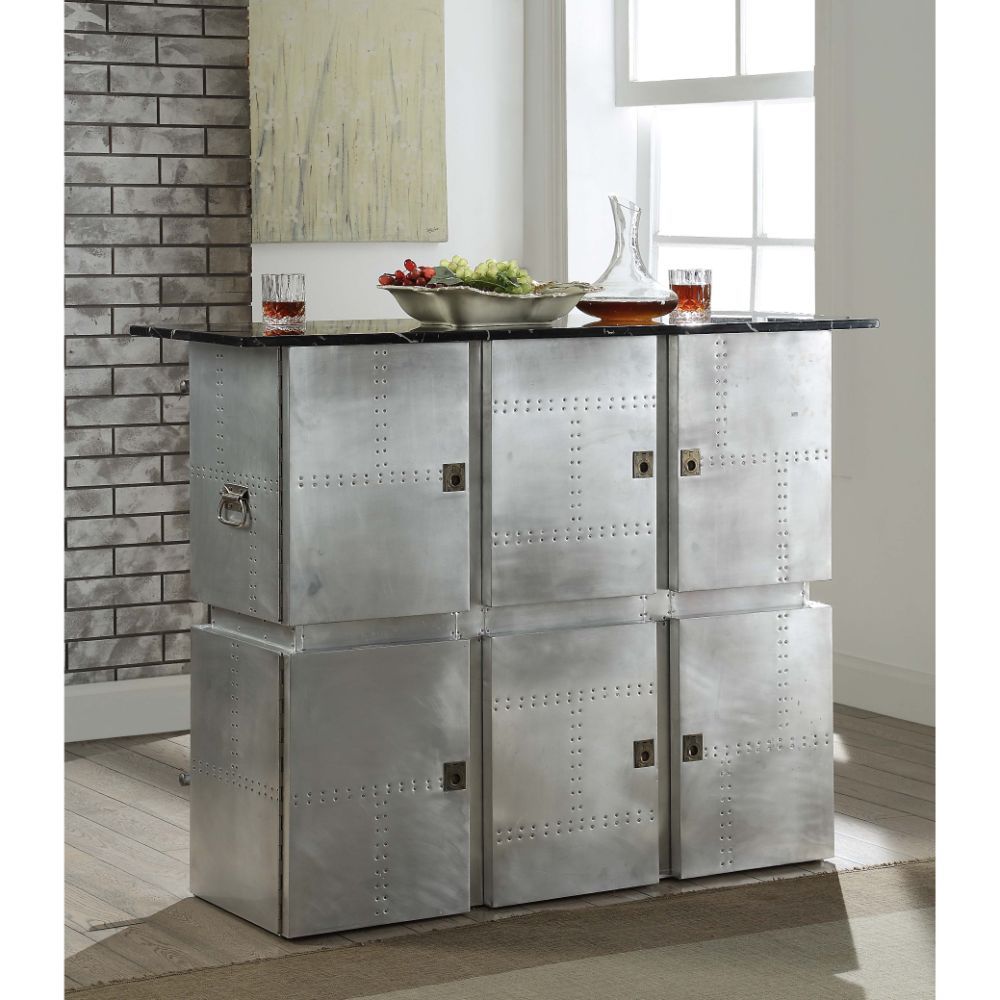 ACME Brancaster - Bar Table - Marble & Aluminum | Meri Furniture
