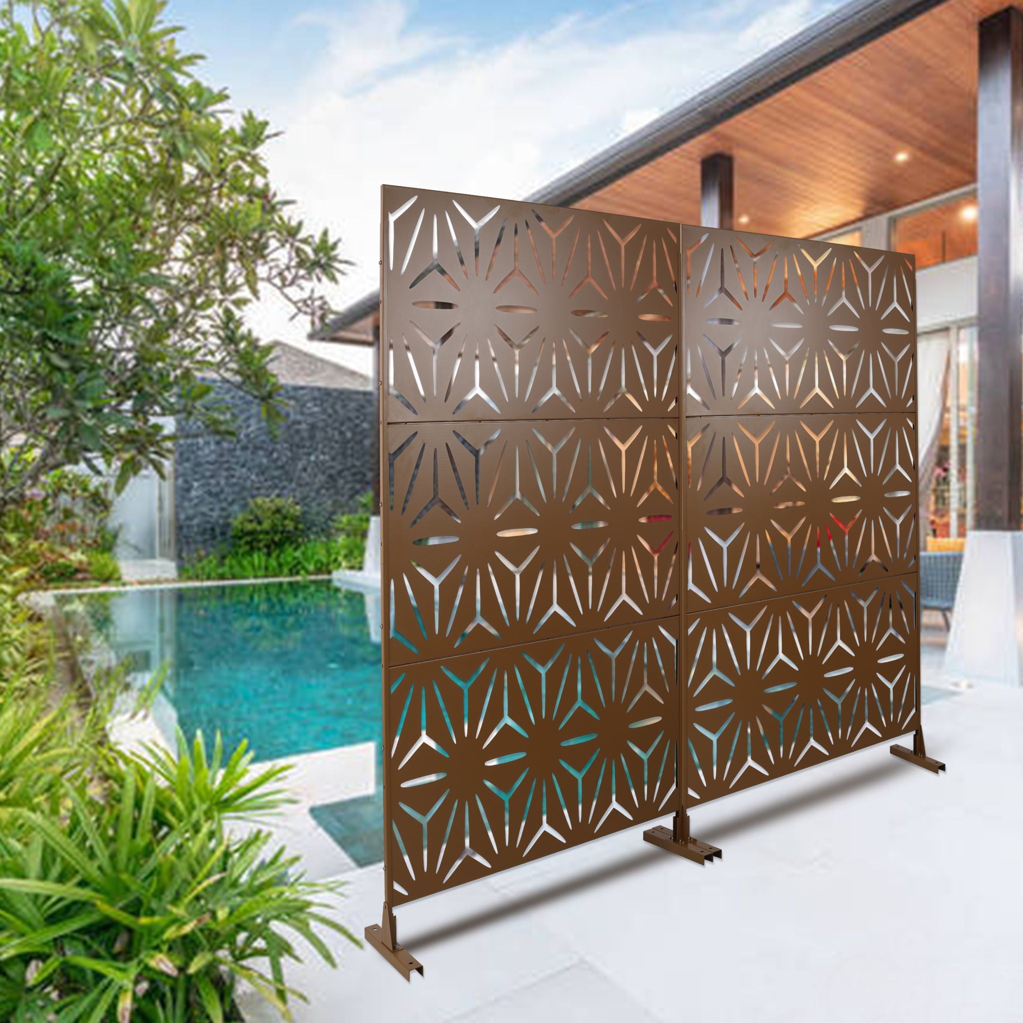 Outdoor & Indoor Metal Privacy Screen, Freestanding Decorative Panels
