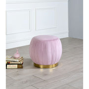 ACME Assembled, Backless Round Ottoman (NO Storage) • Fully Padded Seat: Velvet • Armless • Wooden Inner Frame • Metal Round Base. | Meri Furniture