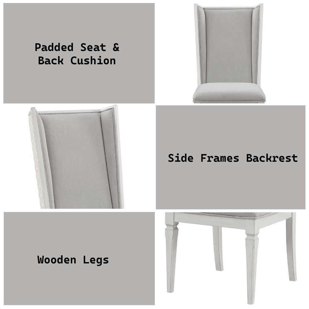 Katia - Hostess Chair Set of 2) - Light Gray Linen & Weathered White