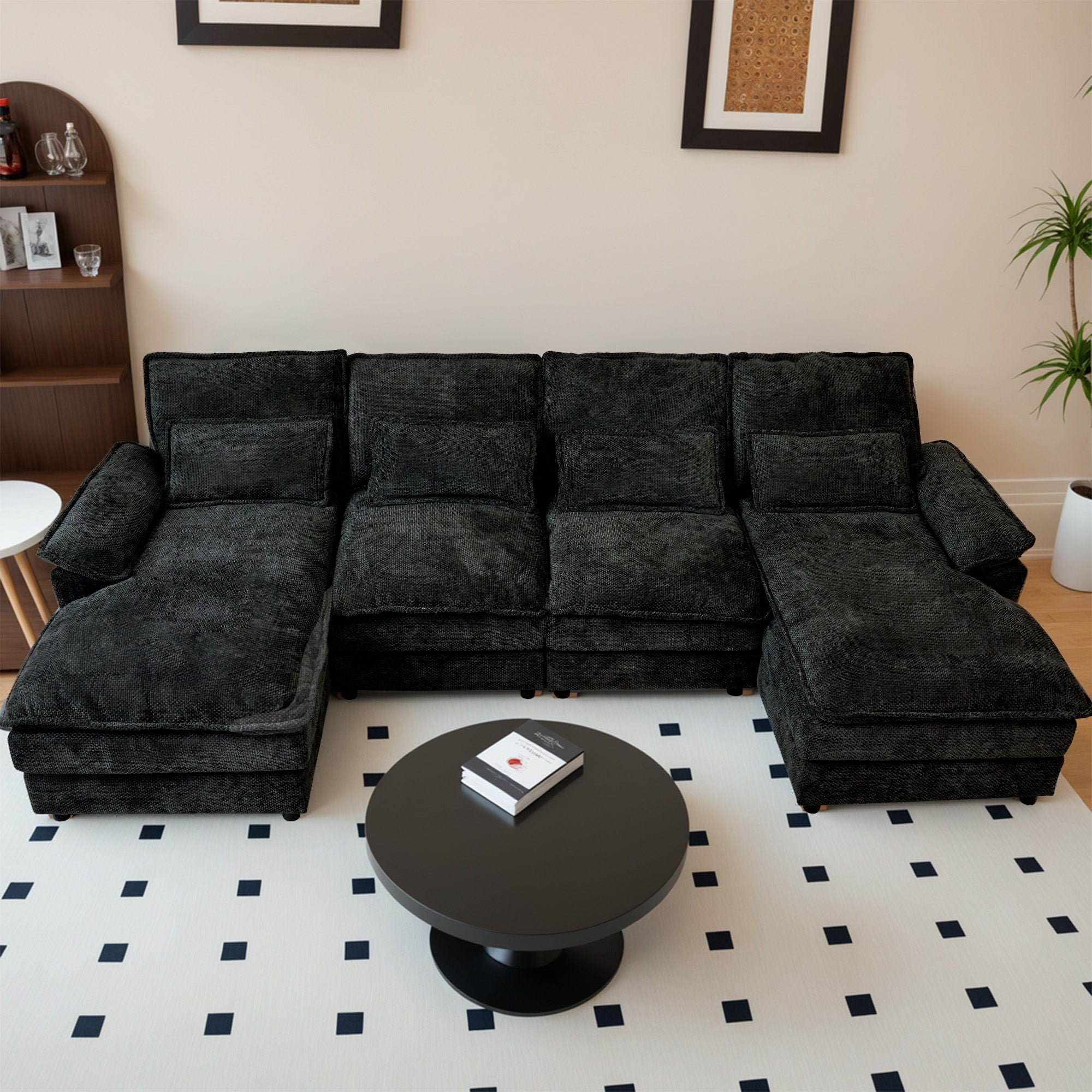 Modular Sectional Sofa Cloud Couch With Double Chaise Lounge