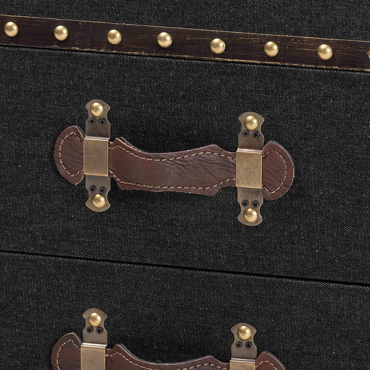 Agatha Vintage Black Canvas 2-Drawer Storage Trunk